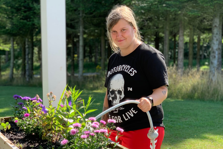 Blomsterkasser på terassen